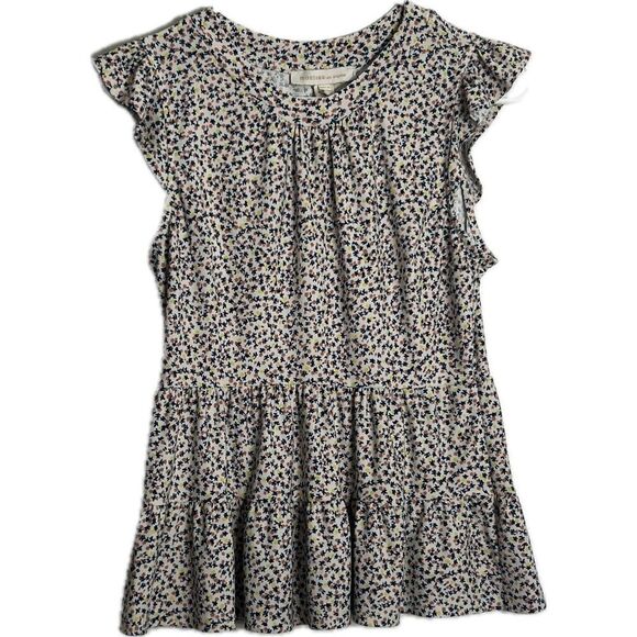 Monteau women’s size small floral, sleeveless blouse, mini dress with ruffles - Picture 1 of 5